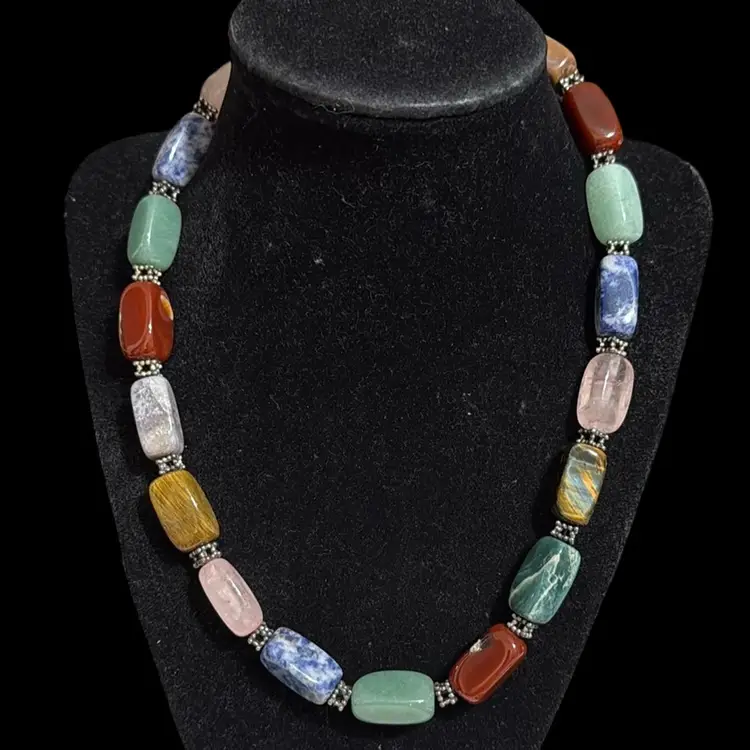 Vintage Multicolor Gemstone Bead Necklace