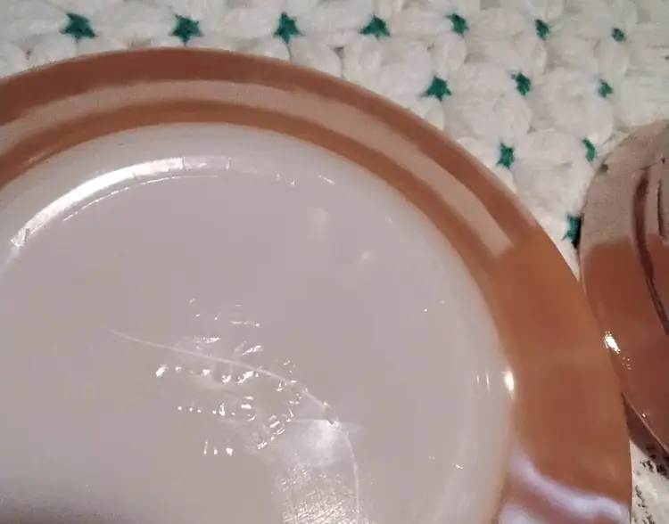 Peach Luster Fire King Cup & Saucer Ribbed Pattern