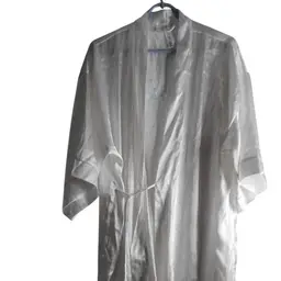 White Satiny Bride Robe Lingerie Sz M/L tie close