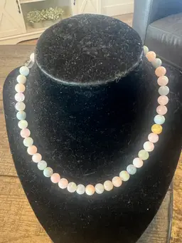 Rare! Loren Stewart 14k Safety Pin Clasp Beaded Necklace. Aprox 15in, Signed Piece.