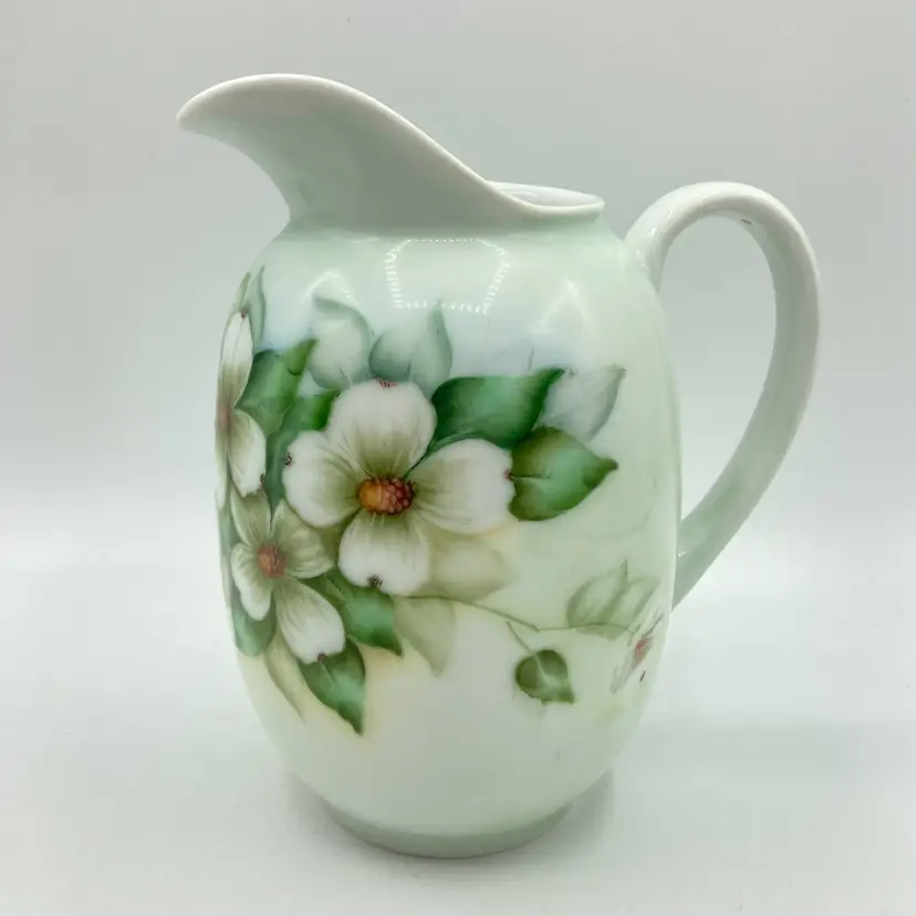 Vintage Arzberg Bavaria Germany Hand Painted Dogwood Flowers Porcelain Pitcher 6.5"