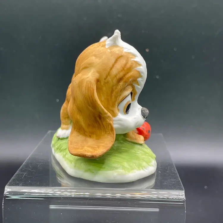 Lefton #1316 Puppy Dog with Ladybug Porcelain Figurine Vintage Home Decor