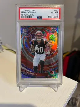 2023 Panini Spectra Chase Brown Rookie Psychedelic /5 PSA 8 Card No. 183
