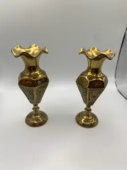 Pair of Brass Bud Vases