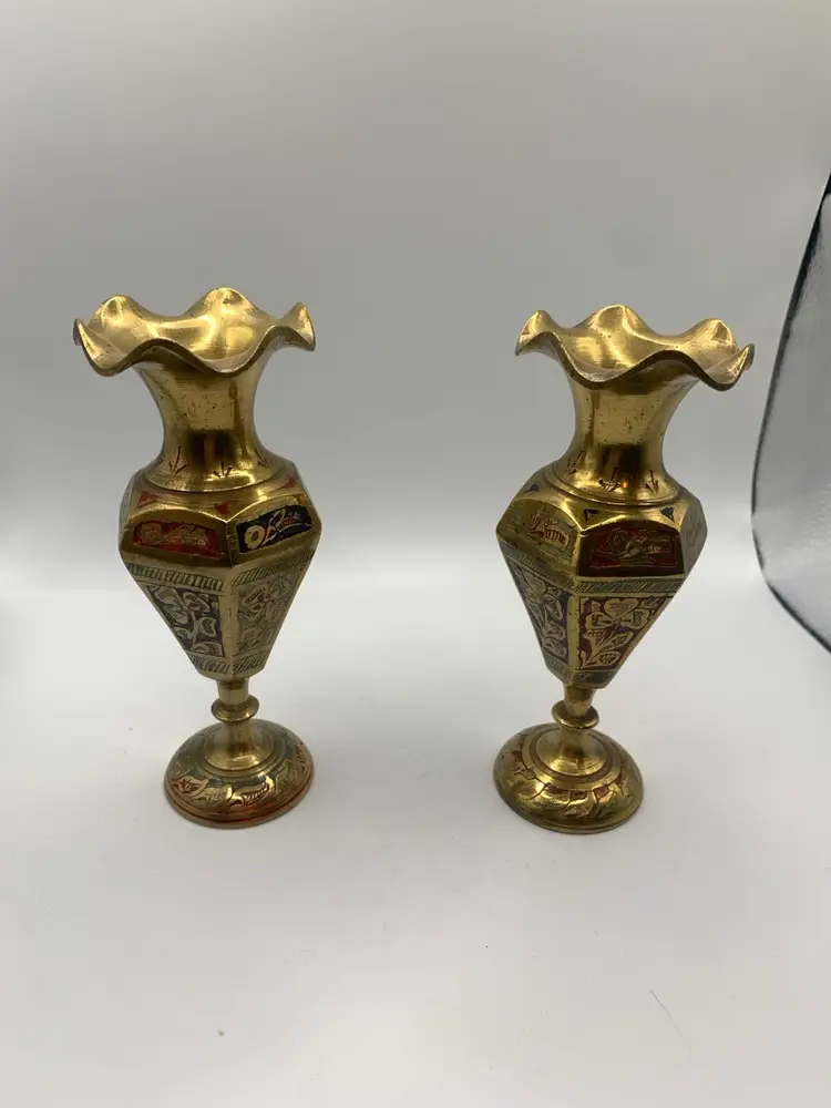 Pair of Brass Bud Vases