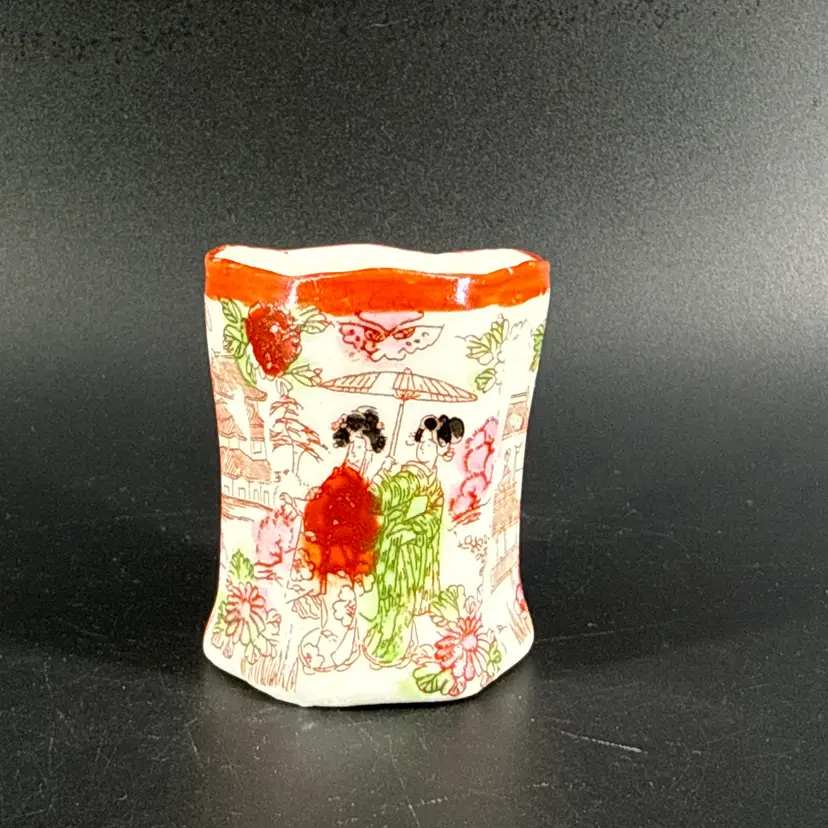 Vtg Japanese Geisha Ware Shot Glass Butterfly Hand Painted Made In Japan
