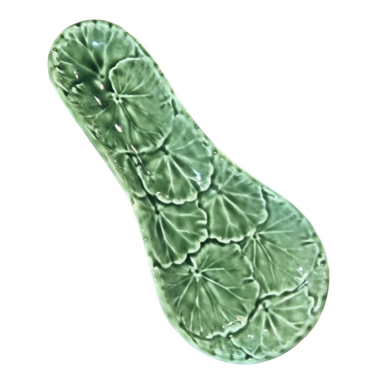 Olfaire Portugal Cabbage Leaf Majolica Spoon Rest 9.5”