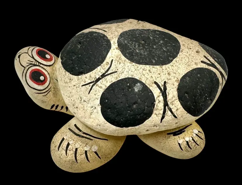 Vintage Stoney Maloney’s Turtle Figurine Hand Painted Rock Ruane Manning 1970