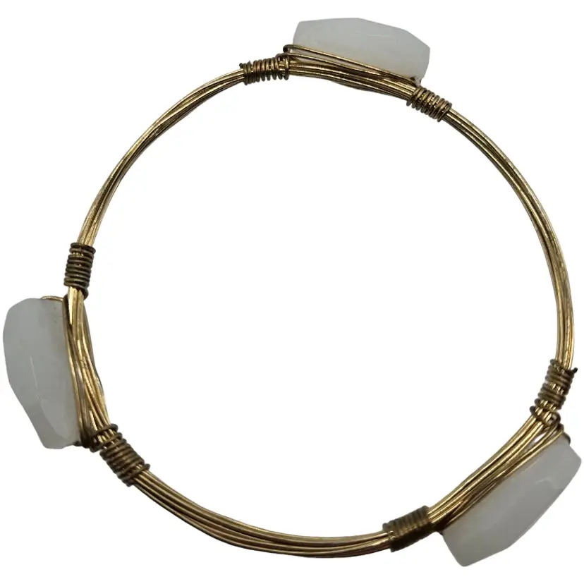 Vintage Wire-Wrapped White Stone Bracelet