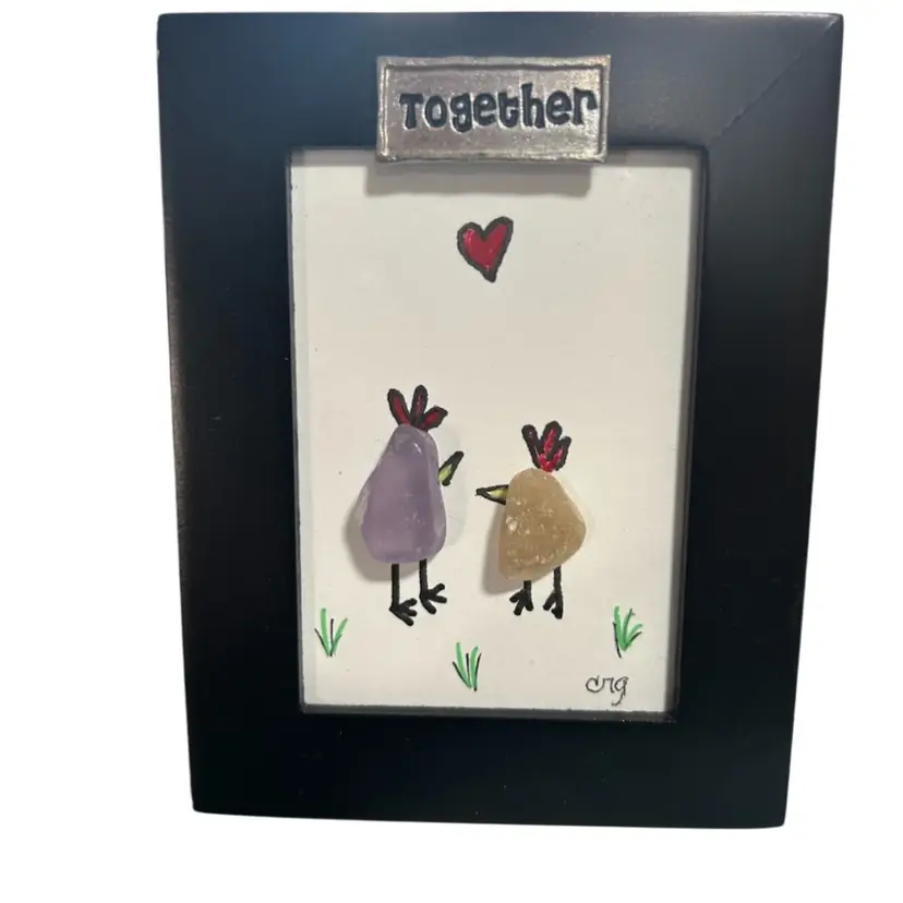 Chickens In Love - Sea Glass - Made By Me