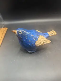 Ceramic Pottery Blue Bird Unknown Maker.