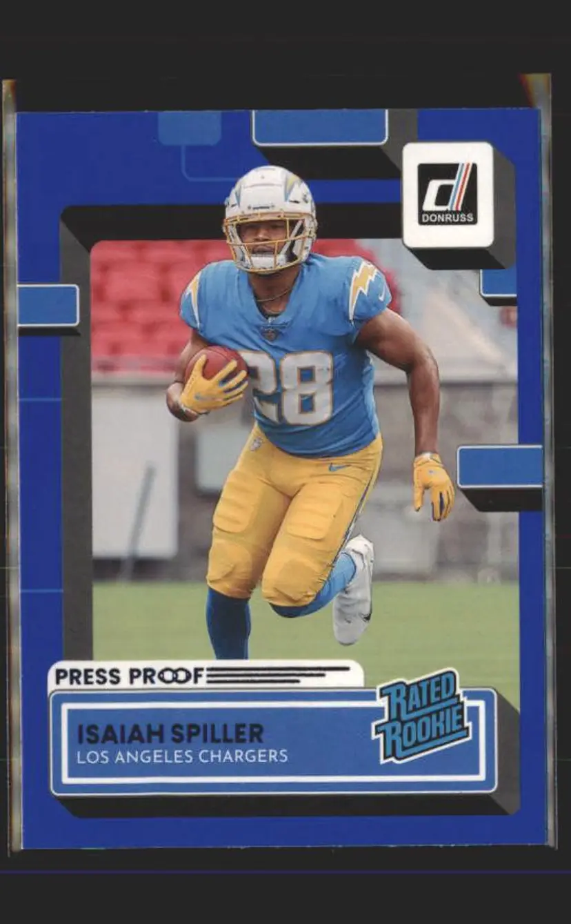 2022 Donruss #316 Isaiah Spiller Blue Press Proof - (139) - Los Angeles Chargers