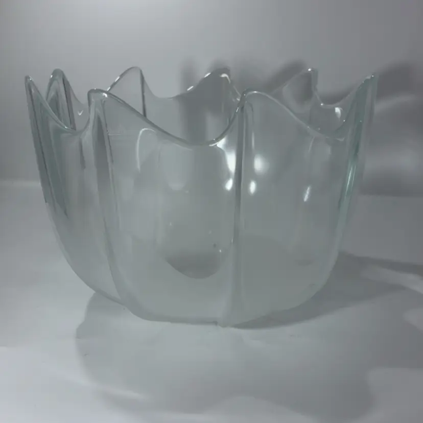 Rosenthal Germany Clear And Satin Glass Wave Bowl