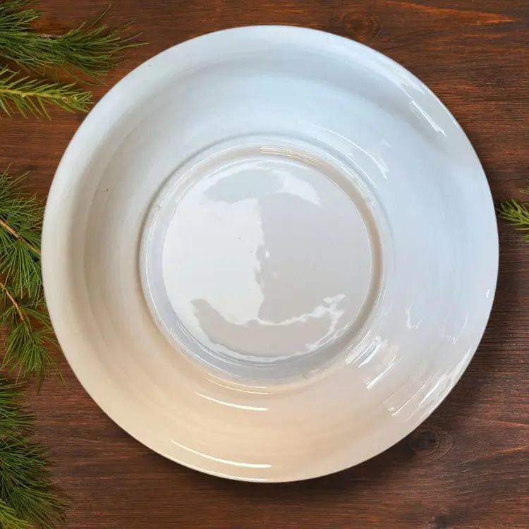 Vintage Holiday Holly Mountain Lodge 8" Bowl Holiday Winter Scene Living Quarters CRAZING