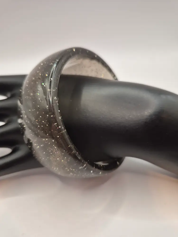 Smokey Glittery Chunky Retro Bangle Bracelet 5"