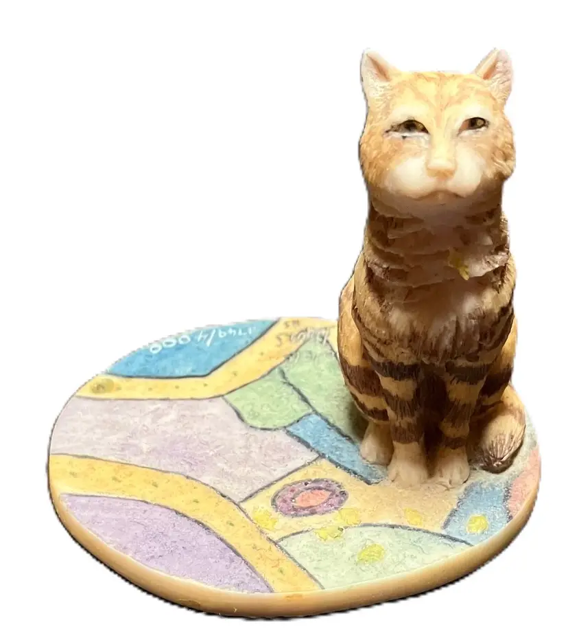 VTG Schmid Lowell Davis Limited Edition Resin Cat on Colorful Platform Signed