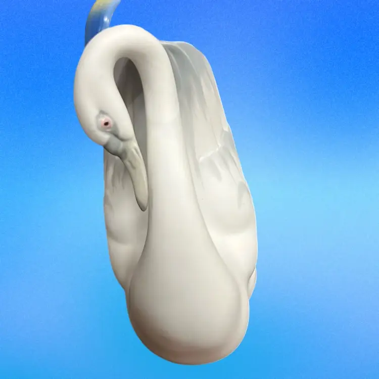 Vintage Hollywood Regency Porcelain Swan Planter, Made In Spain , Signed