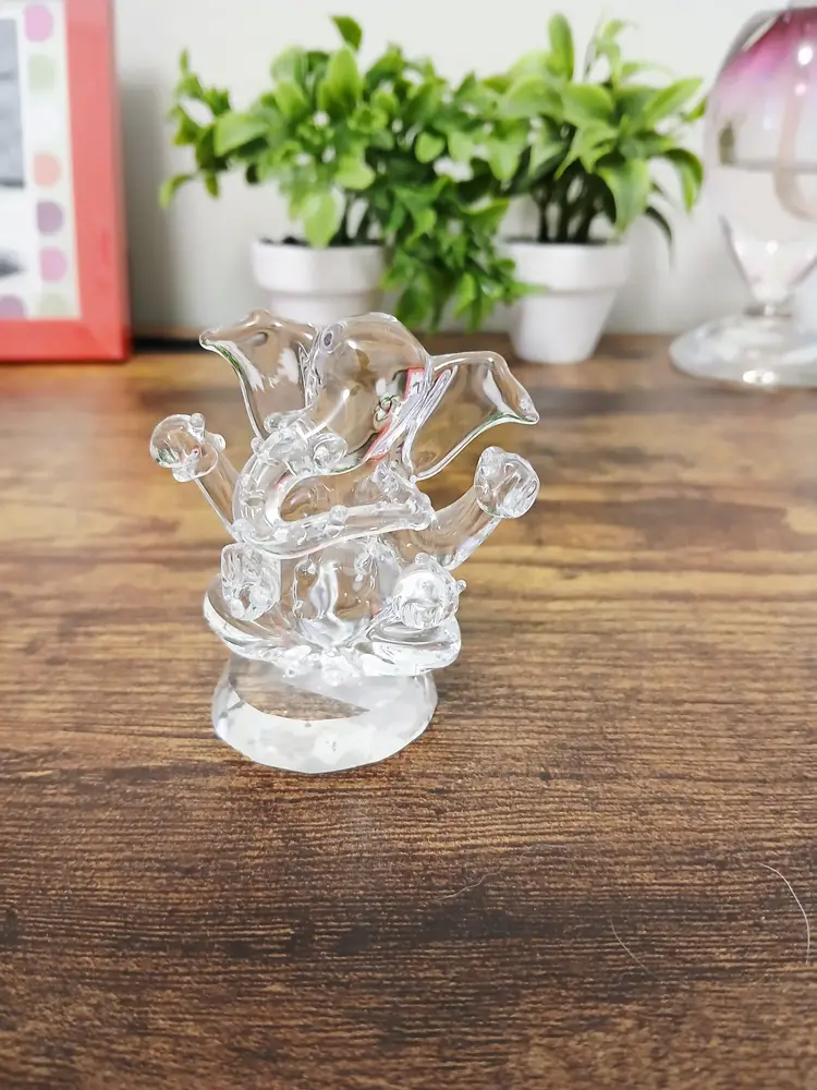 Vintage Clear Glass Elephant Figurine