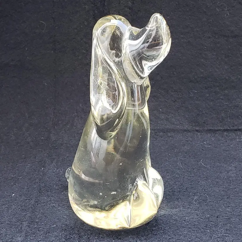 Art Glass Basset Hound Dog Figurine Statue Paper Weight Hound 6½" Vintage
