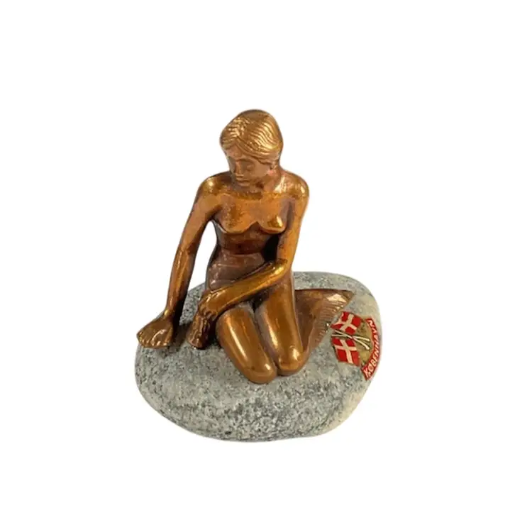 Vintage Denmark Kobenhaven Mermaid On Stone Base