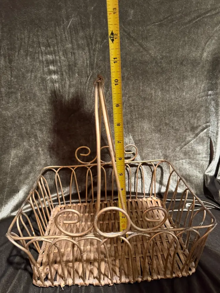 Vintage Wire and Woven Scrollwork Basket