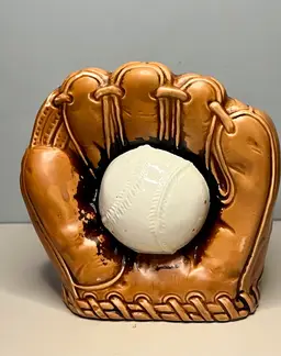 Vintage Lefton Baseball Glove With Baseball 5” Planter Vase