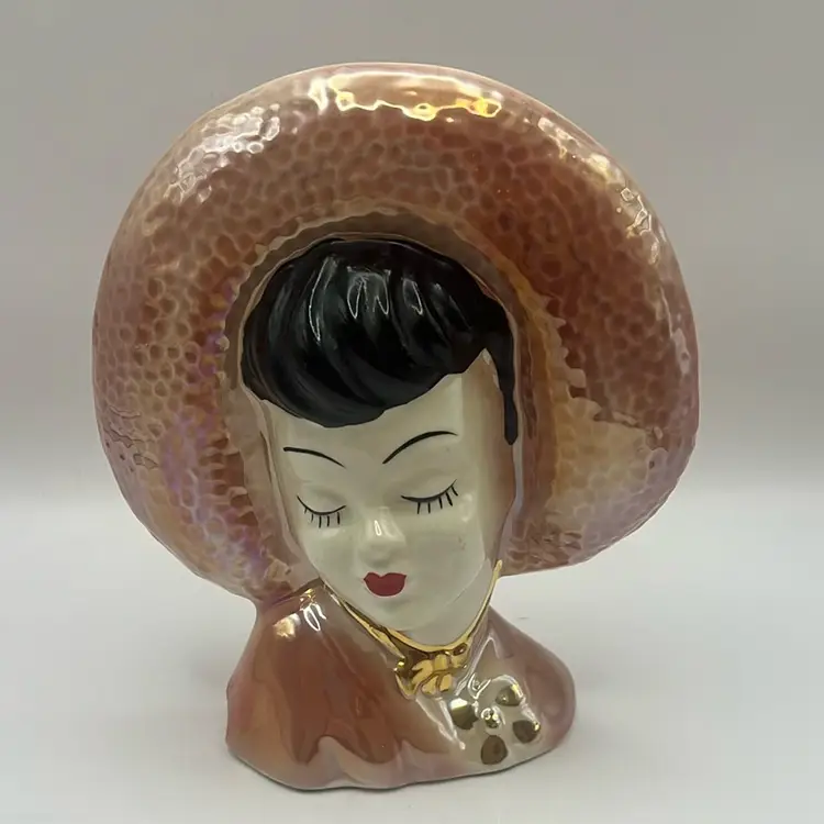Vintage Lady Head Vase Wall Pocket By Stanford Pottery