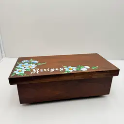 Large Hand Painted Wooden Recipe Box