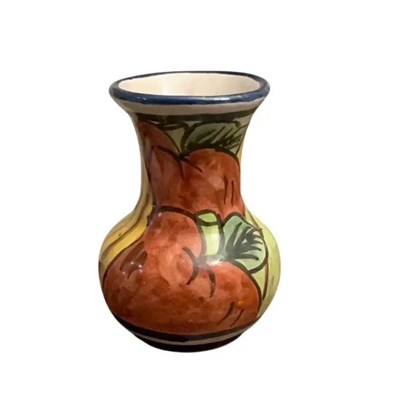 Talavera Redware Hand Painted Small Vase