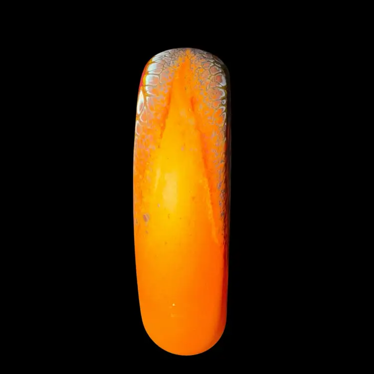 David Royce Orange Art Glass Paperweight Signed 2015 Matte Texture 4.25”