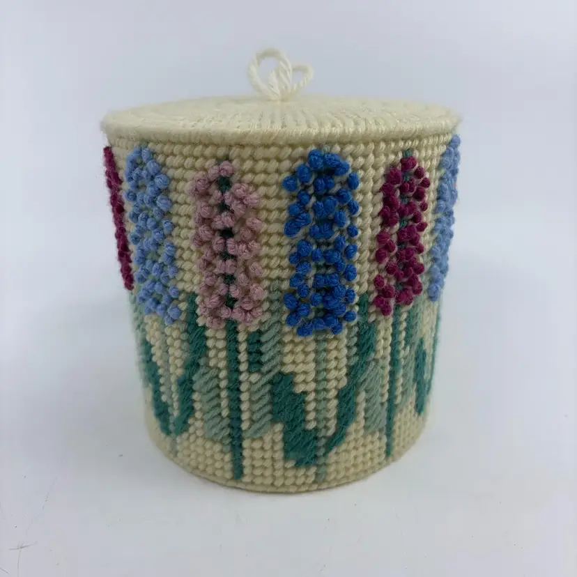 Crochet Plastic Canvas Floral Toilet Paper Roll Cover 5.25H 5.25W
