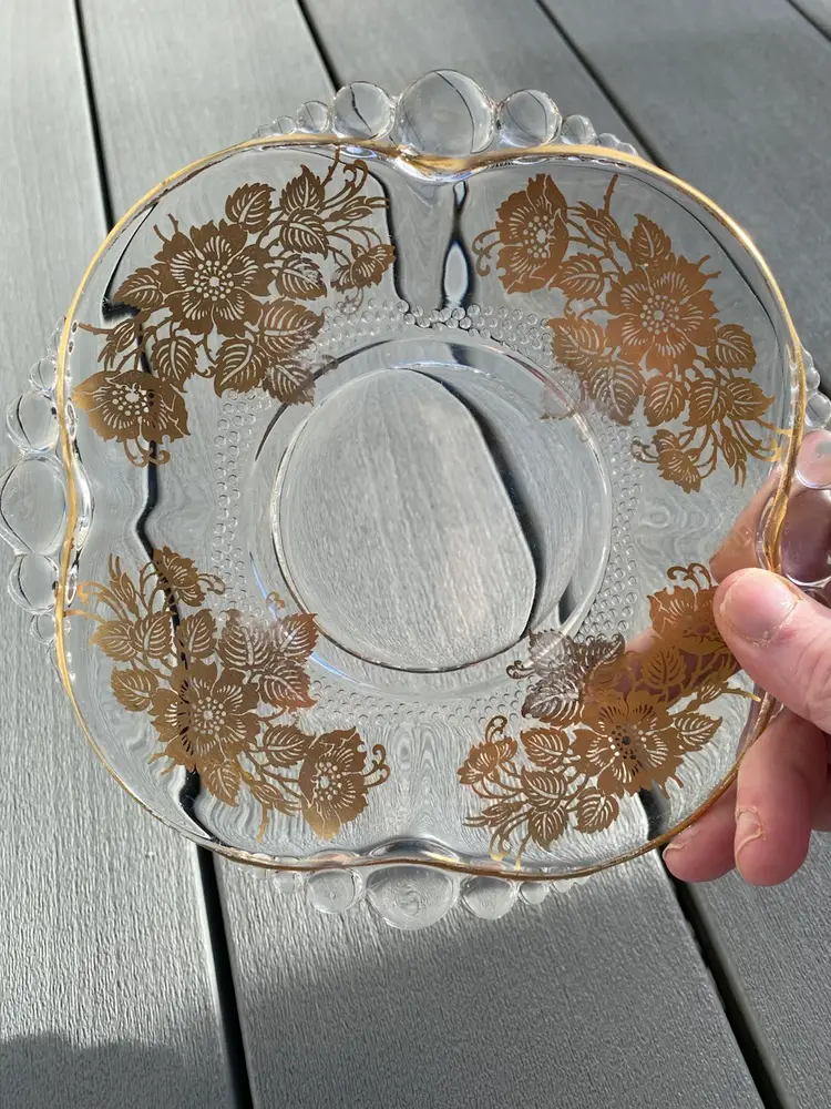 SILVER CITY QUEENS ROSE GOLD OVERLAY GLASS PLATTER