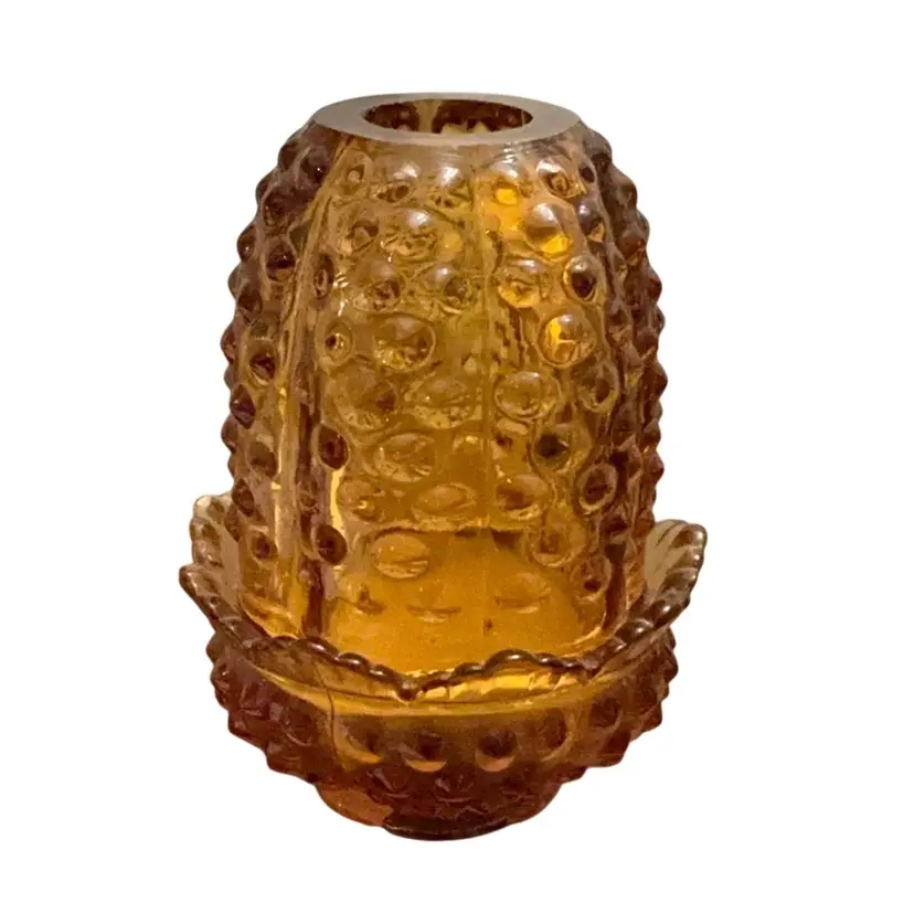 Fenton 1-piece Amber Hobnail Fairy Light 4 1/2” X 3 1/4”-READ