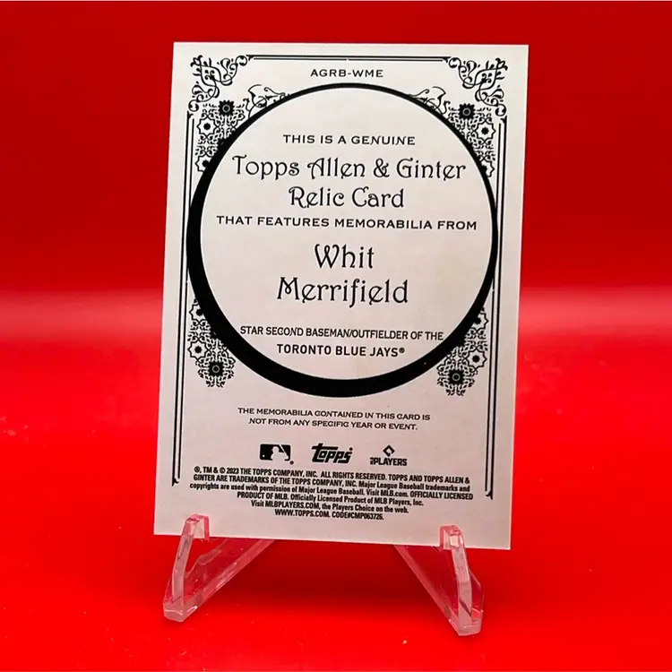 Whit Merrifield 2023 Topps Allen & Ginter Full Size Relic Toronto Blue Jays