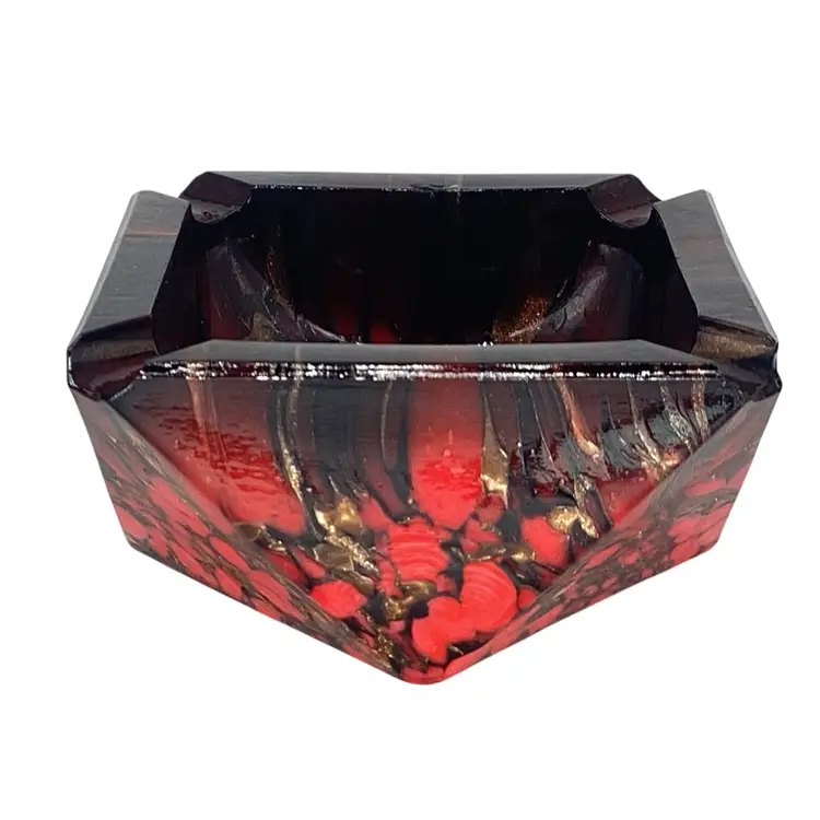 Vintage Handcrafted Mid Century Glass Ashtray Italy