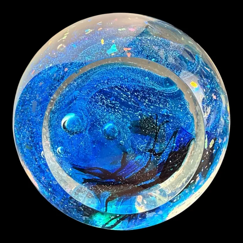 Glass Eye Studio Neptune Celestial Series Glass Paperweight Second 3”