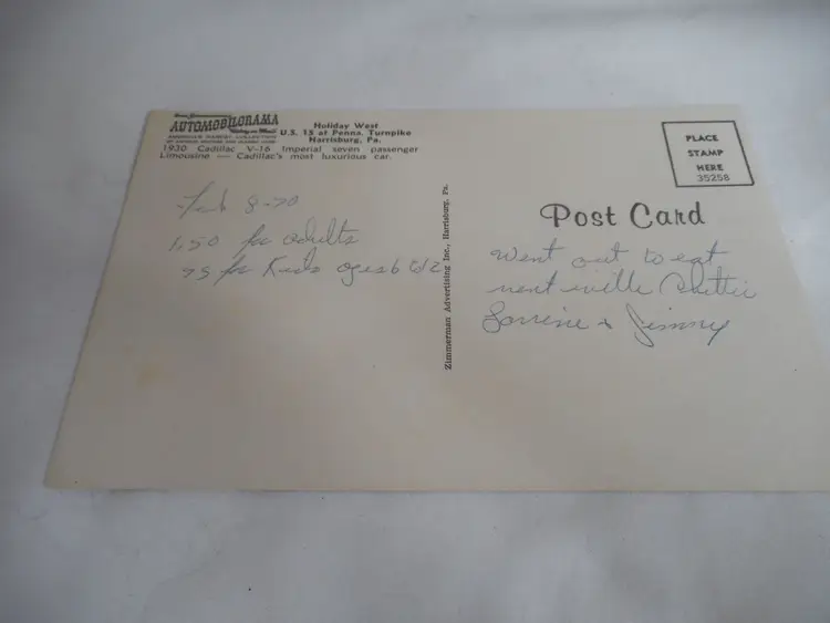 Vintage 1960s Postcard 1930 Cadillac Limousine Antique Car Museum Harrisburg PA