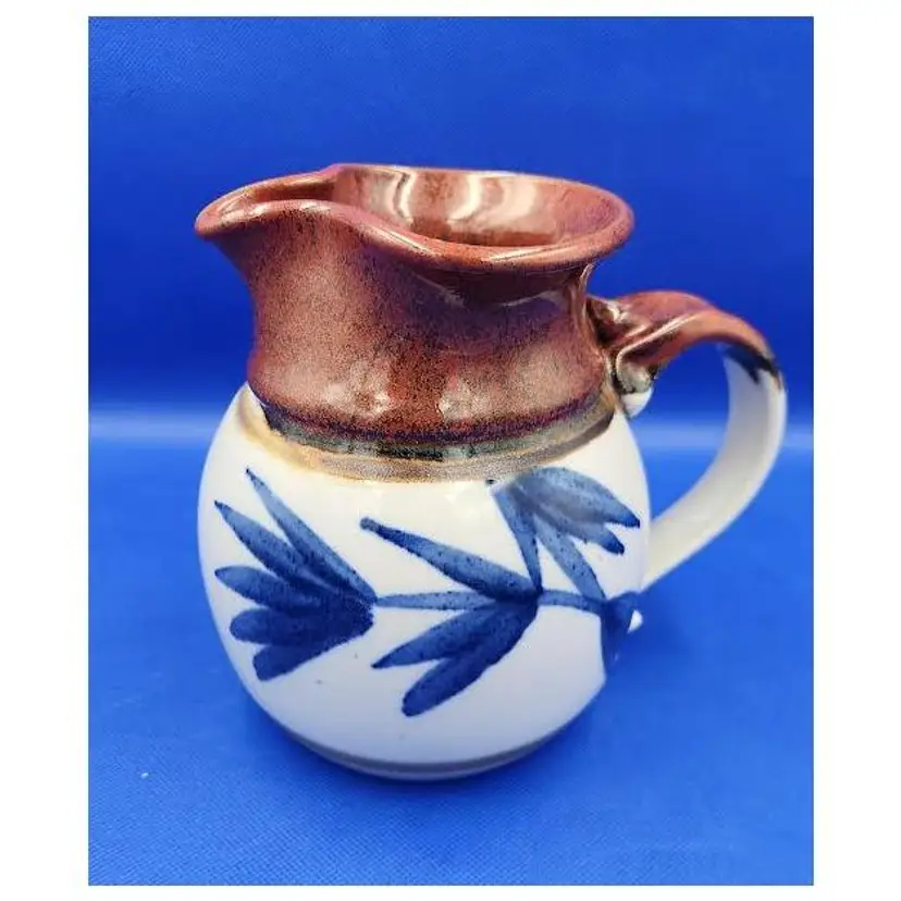 Handmade painted Signed Vintage Pottery Pitcher Glazed