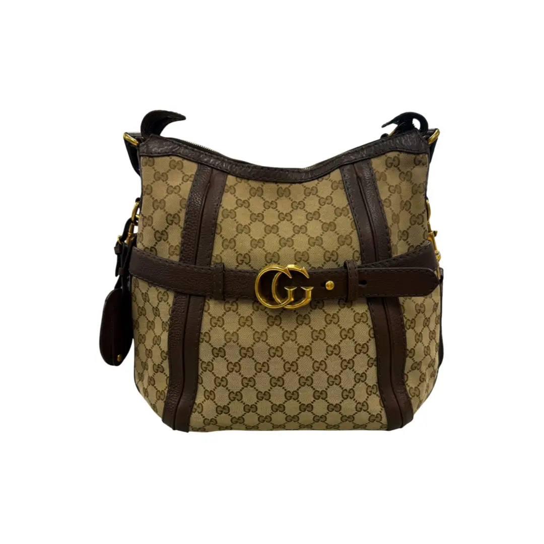 Gucci GG Brown Canvas Running Hobo