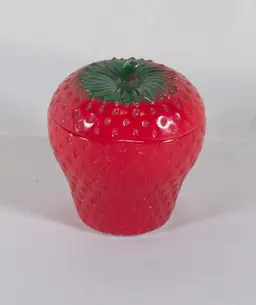 Vintage Hazel Atlas Milk Glass Strawberry Jam Jelly Jar w/Lid 4" Tall