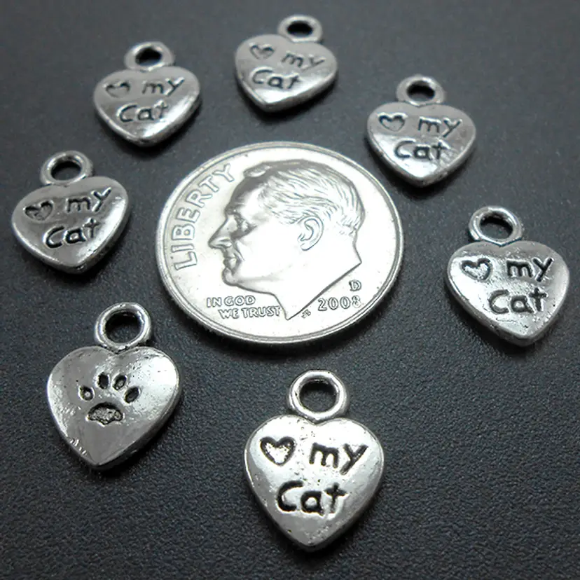 10pcs Love My Cat Heart Charms #CC164