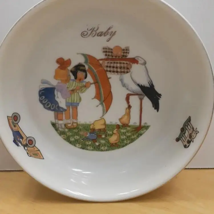 Vintage porcelain Czechoslovakian baby dish 1931