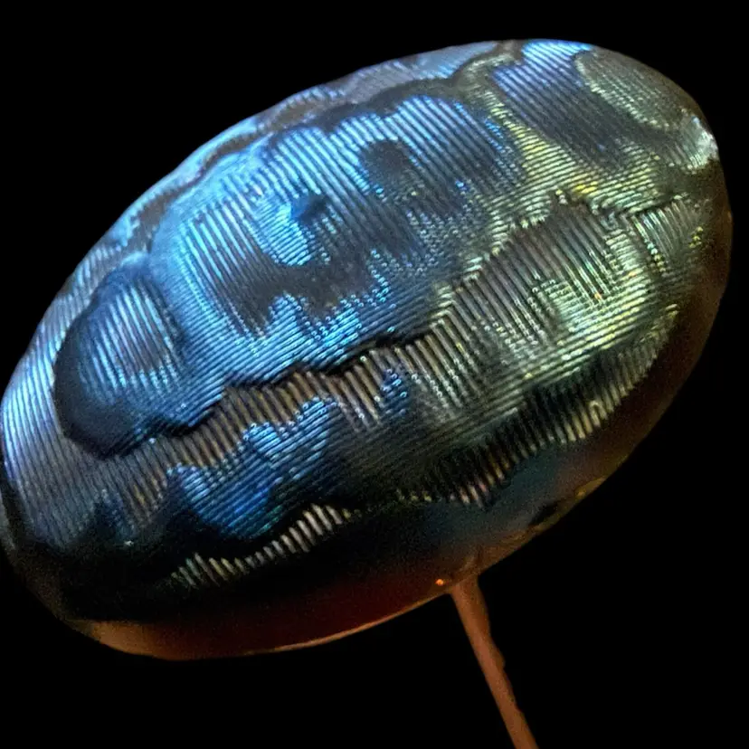 Iridescent Carnival Glass Hat Pin 10”