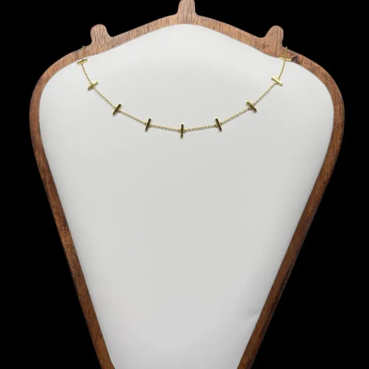 Argento Vivo 925 Sterling Silver Gold Vermeil Dainty Cross Bar Station Necklace