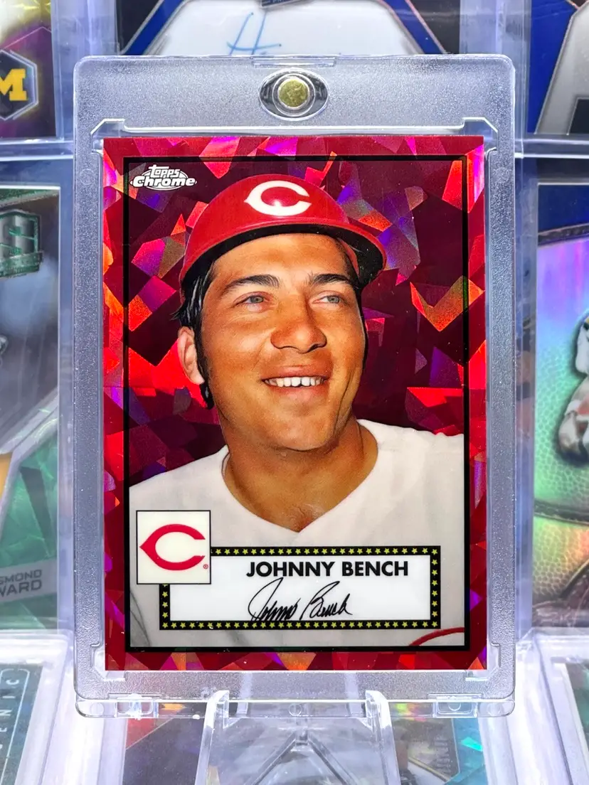 Johnny Bench 2021 Topps Chrome /100 Red Atomic Crystal Refractor COLOR MATCH Cincinnati Reds
