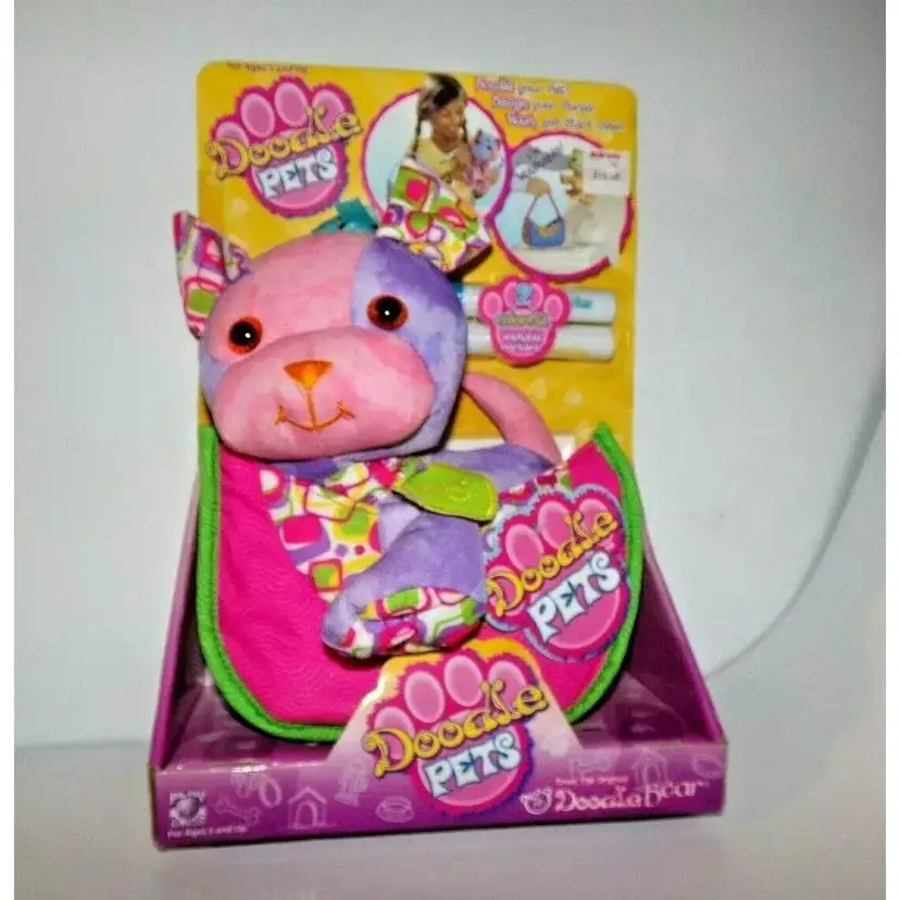 DOODLE PETS Puppy Dog SPARKLE & Carrier Purse Bag Pink Plush Stuffed Animal NIP