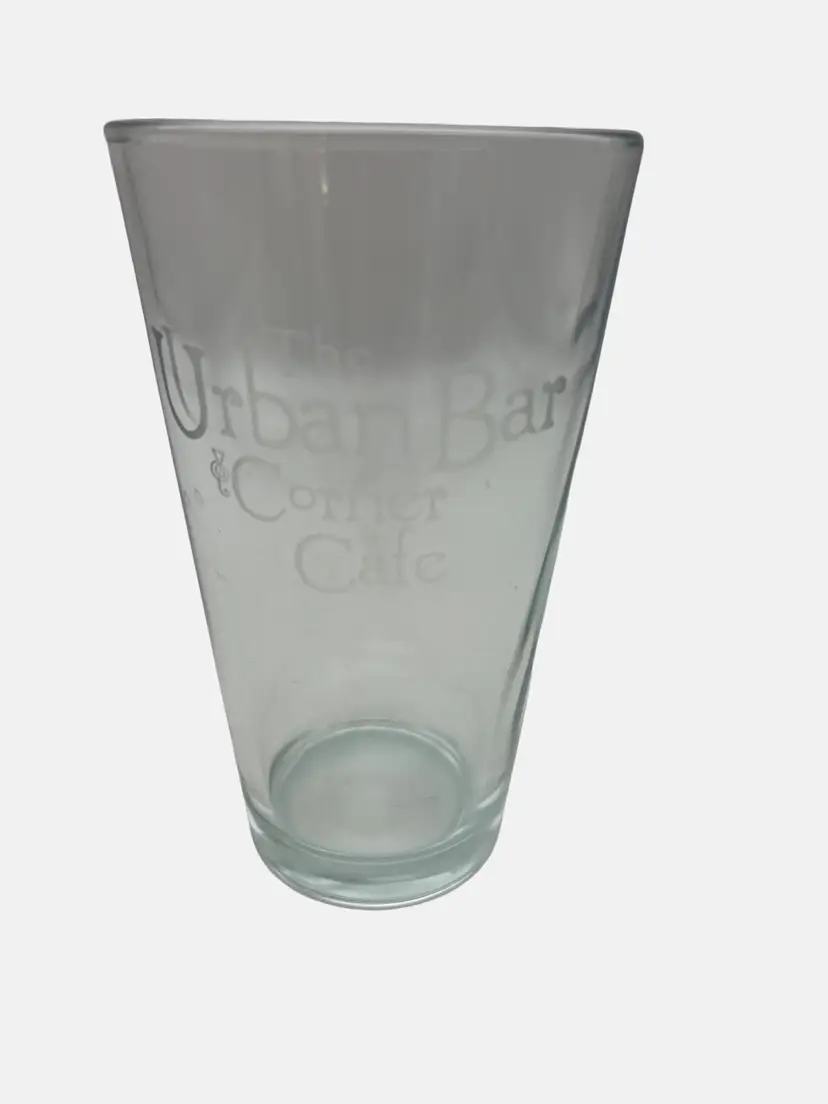 Urban Bar & Corner Cafe Clear Etched Beer Glass Pint 5.75" Knoxville Tennessee