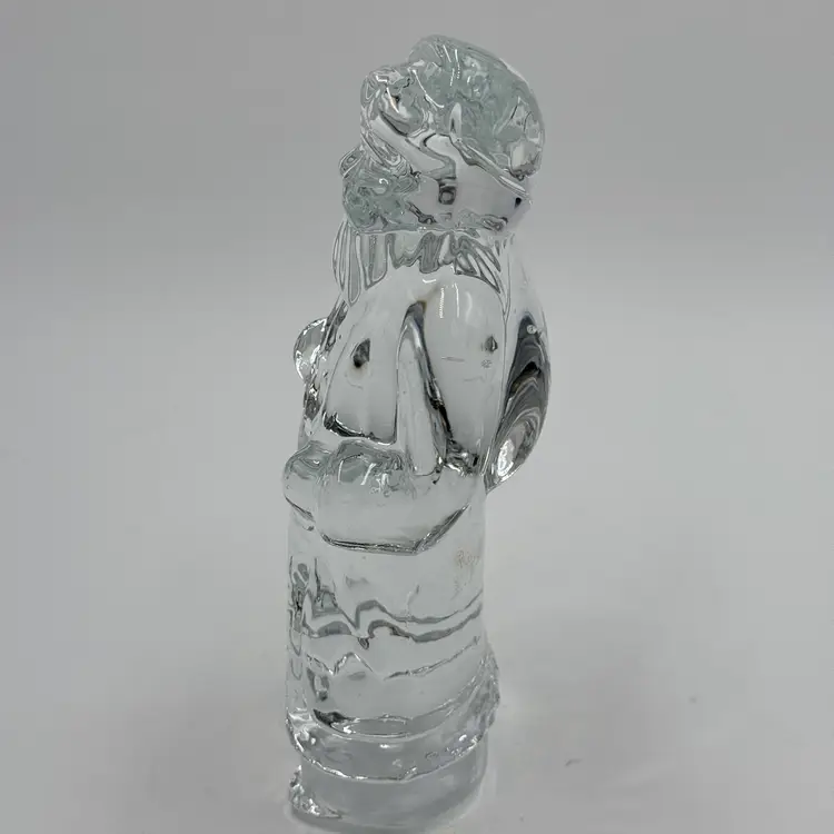 Clear Glass Heavy Santa St Nick 7” Vintage Figurine Christmas Decoration