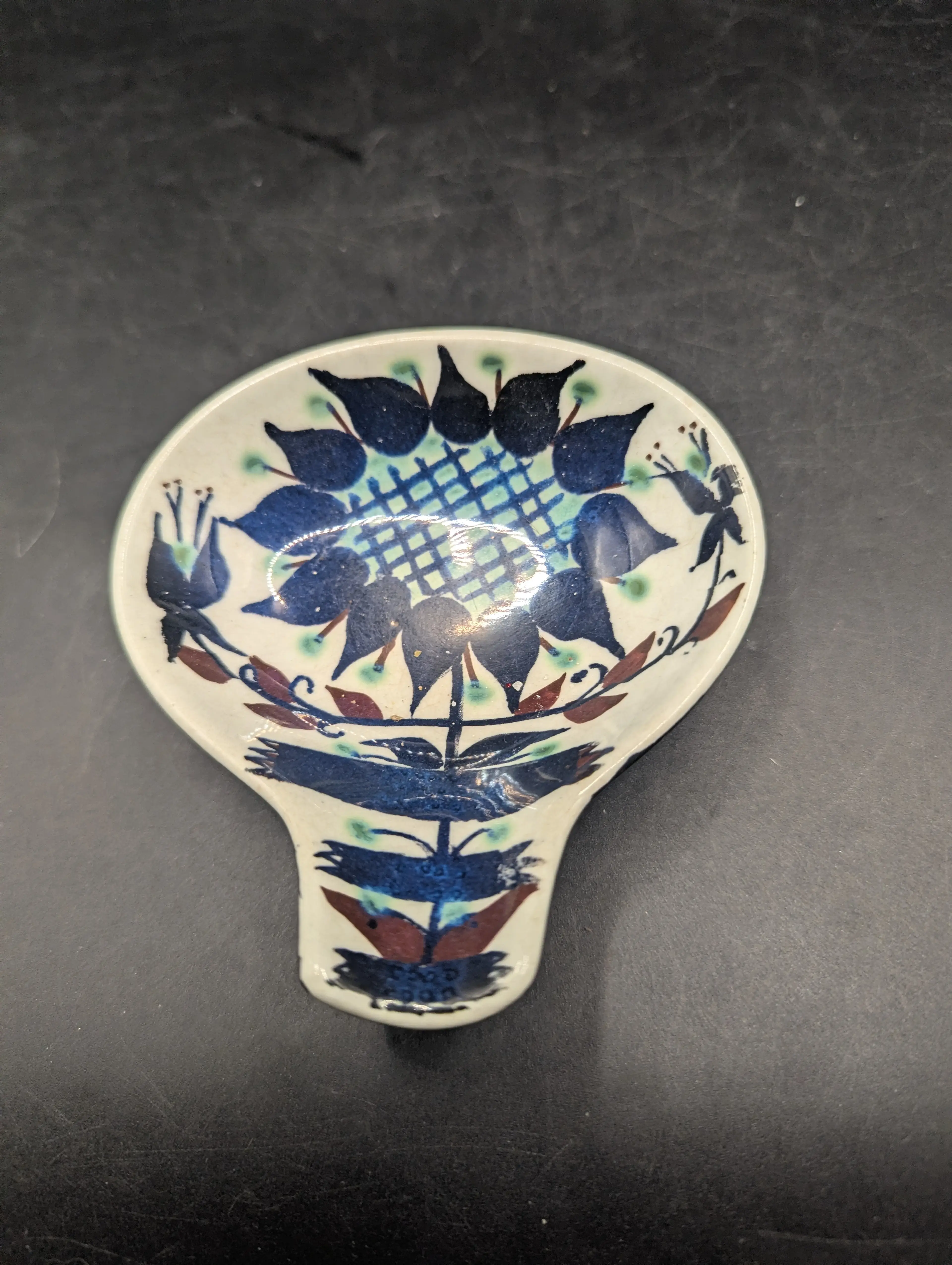 Vintage Royal Copenhagen Tenera Faience Spoon Rest Marianne Johnson 145-2898 and Signed