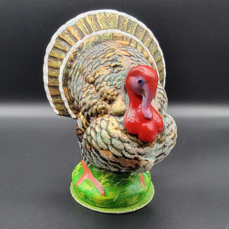 Vintage CHRISTOPHER RADKO/INO SCHALLER MEDIUM PAPER MACHE TURKEY 7" SIGNED